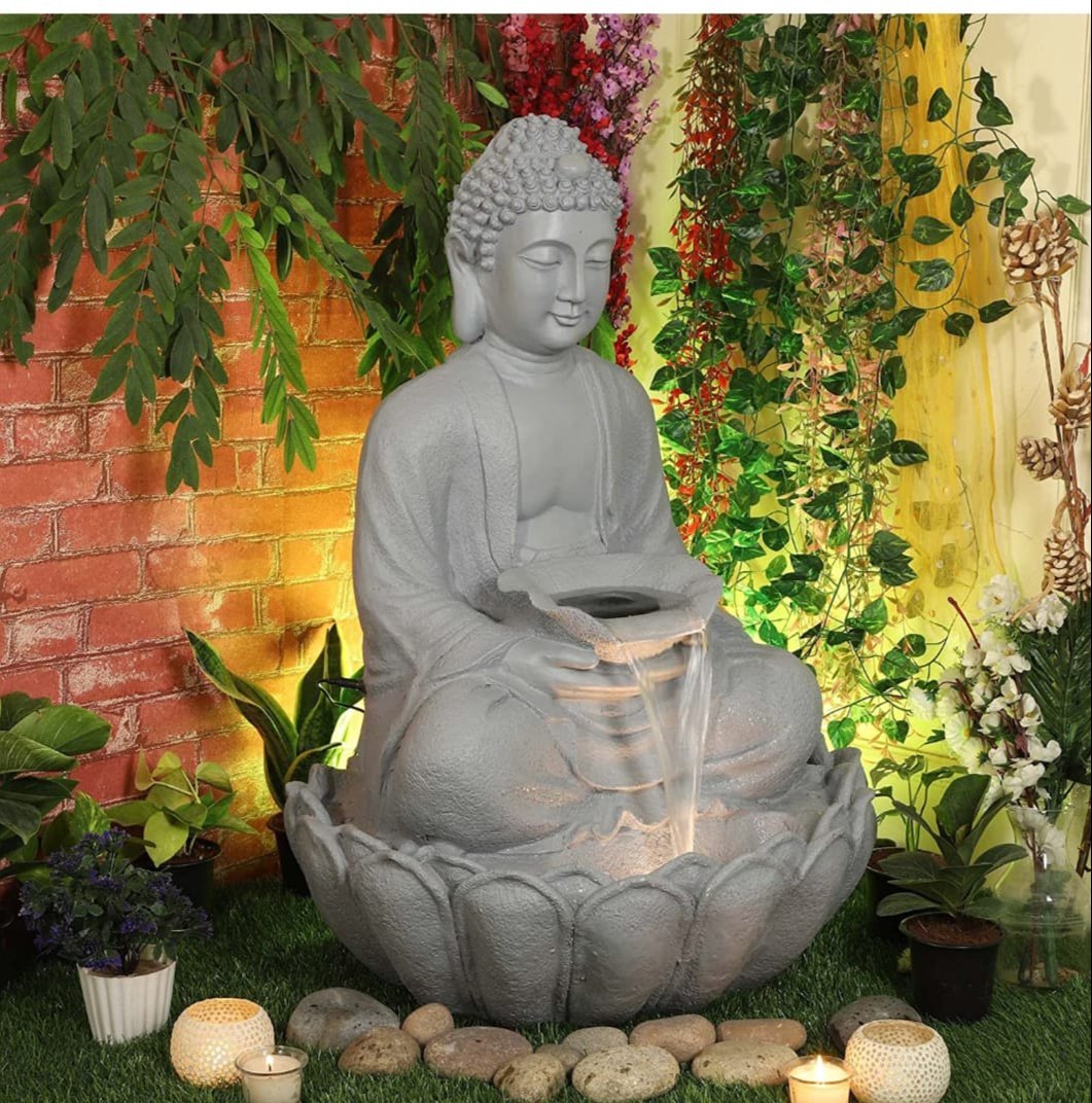 Frp lotus Buddha fountain